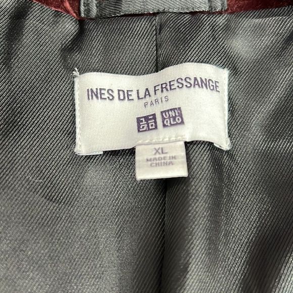 Uniqlo X Ines De La Fressange burgundy velvet blazer - Picture 8 of 9